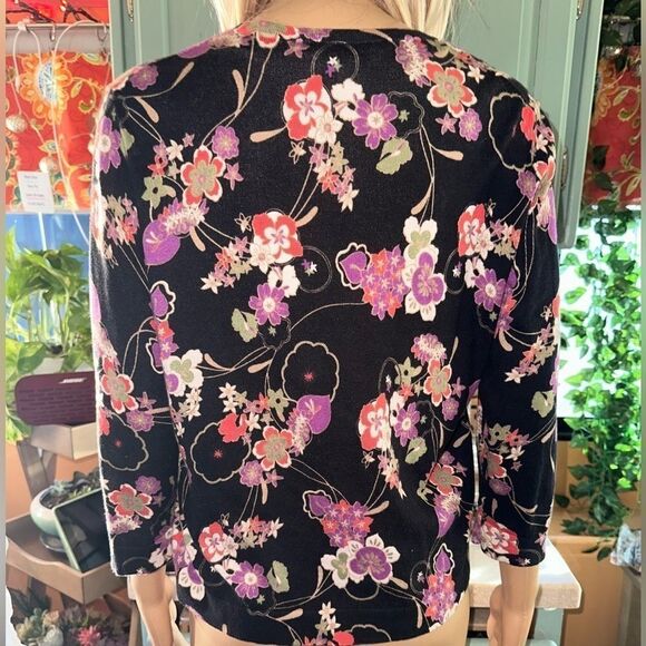 Ann Taylor Loft Floral Multi Color Cardigan sz M - Picture 5 of 6